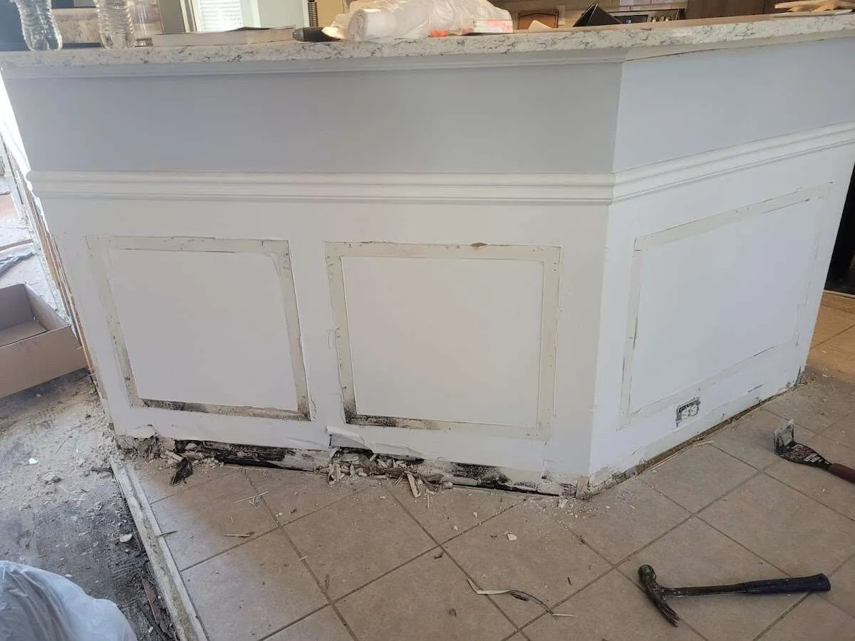 Water damage and mold on kitchen during Storm Damage Restoration in Hawthorne